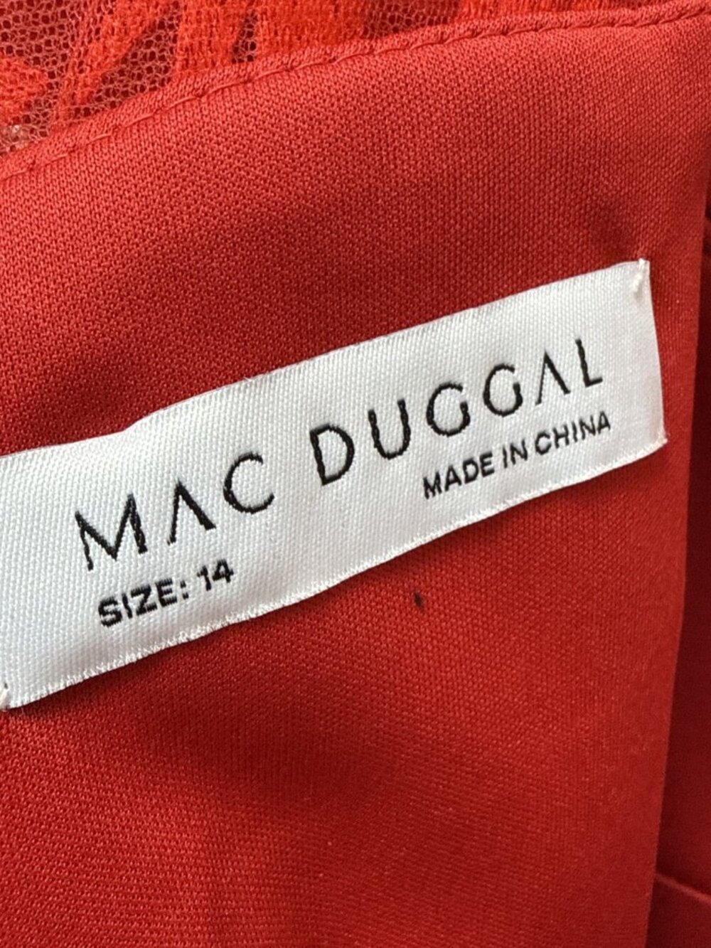 MAC DUGGAL Size 14 Red 12421 Embellished Puff Sleeve Plunge Neck Trumpet Gown - Picture 10 of 11